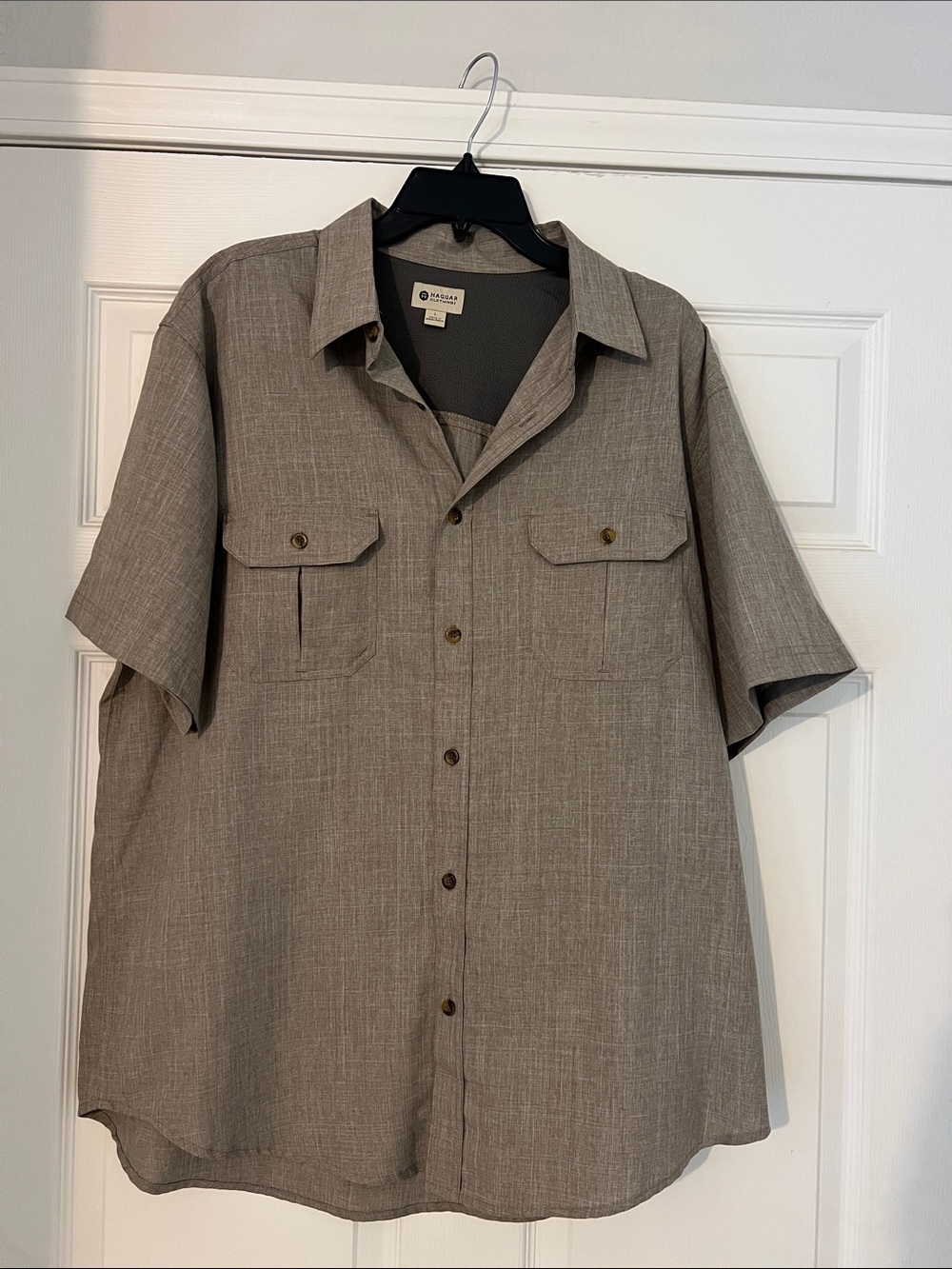 HAGGAR Clothing Casual Short-Sleeve Button-Up Shirt - Taupe